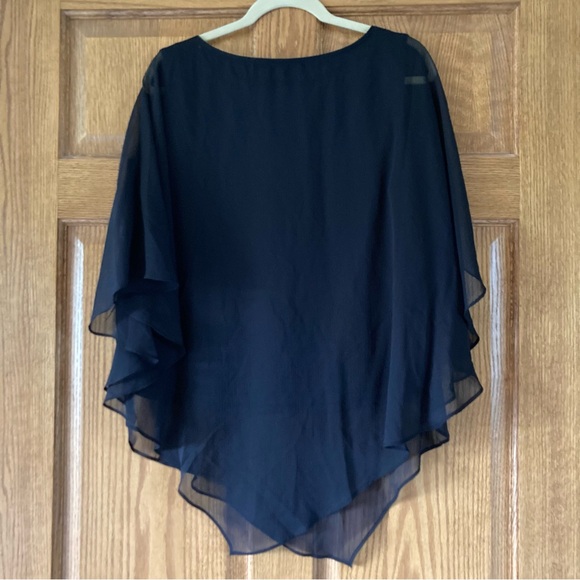 5/$15 Dana Buchman Sheer Black Poncho-style Top Large - Picture 2 of 7